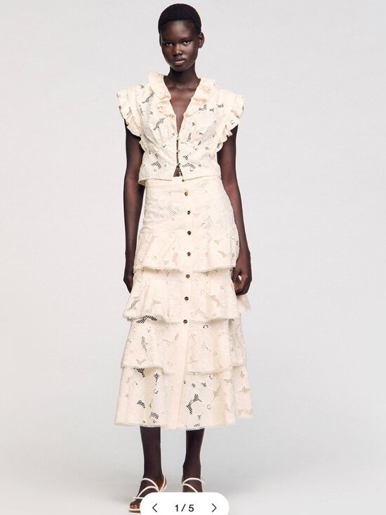 Sandro Dresses & Skirts - Sandro Women's White Guipure Floral Midi Skirt and top